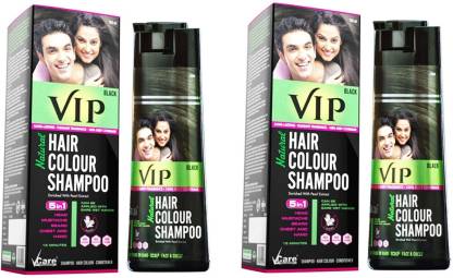 VIP Natural Hair Colour Shampoo BLACK, Each 180ml, Pack of 2 , Black -  Price in India, Buy VIP Natural Hair Colour Shampoo BLACK, Each 180ml, Pack  of 2 , Black Online