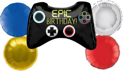 Flipkart Com Bash N Splash Printed Game Happy Birthday Epic Birthday Black Remote Gamer Balloon Set Pack Of 5 Airwalker Airwalker