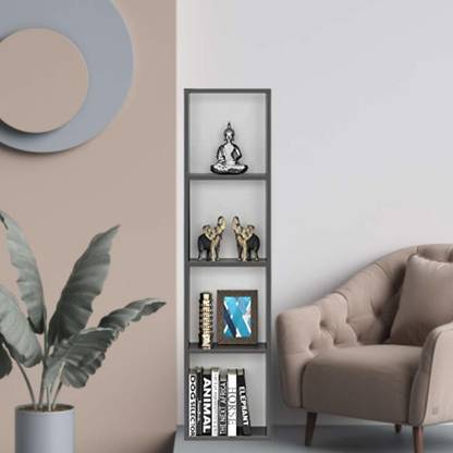 Furnifry Wall Mount Wooden Book Shelf 4 Tier Rack For Home Decor Wall Display Case With