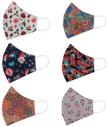 10 PCS Filters Protective Cotton Integrated With Goggles Adult Washable Reusable Outdoor Foral Flower Print Protective Face Bandanas 4 PC Mouth Decoration