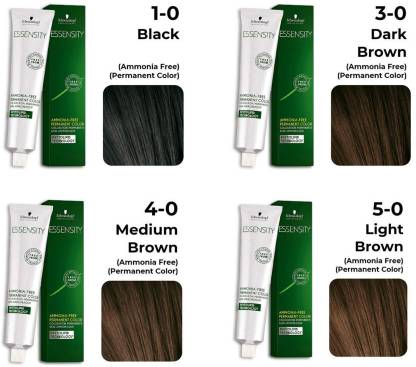 Schwarzkopf Professional Essensity Ammonia free Permanent Color cream No.  1-0 (Black), 3-0 ( Dark Brown), 4-0 ( Medium Brown), 5-0 ( Light Brown) 60  ml Price in India - Buy Schwarzkopf Professional