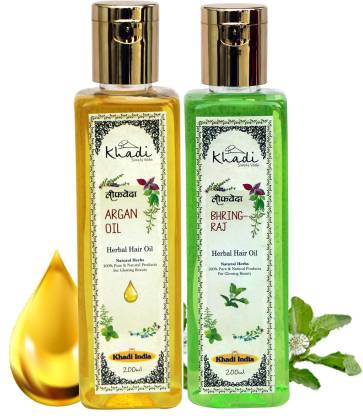 Leafveda Khadi Herbal Argan Oil and Bhringraj Hair Oil Pack Of 2 Hair Oil -  Price in India, Buy Leafveda Khadi Herbal Argan Oil and Bhringraj Hair Oil  Pack Of 2 Hair
