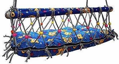 Tech Twins International Baby Cotton Blue Printed Hanging Cradle (Baby PALNA) Swings (Multicolor