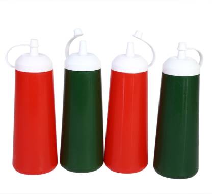 VIJAY EXPORT ketchup Bottles 250 ml (Pack of 4) Red,Green 250 ml Bottle