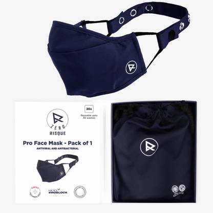 Zero Risque Navy Blue Washable & Reusable Cotton Zero Face Mask with Headband Adjuster Mask Reusable, Washable Cloth Mask