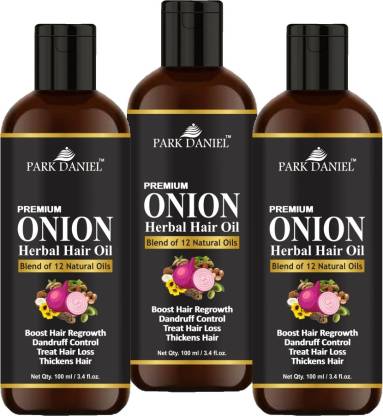 PARK DANIEL Premium ONION Herbal Hair oil- For Hair Regrowth, Dandruff  Control, Treat Hair loss & Thickens hair Combo pack of 3 bottles of 100  ml(300 ml) Hair Oil - Price in