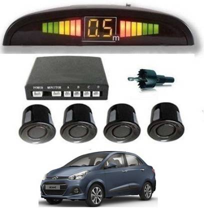 RS ENTERPRISES CARS Car Parking Sensor Reverse Backup Radar Sound Alarm System Universal Parking Sensor Electromagnetic Systems (4 pcs set, Black) For Hyundai Xcent RSPARKINGSENSOR0086 Parking Sensor