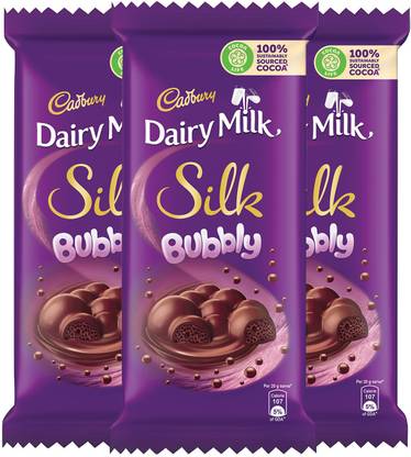 Cadbury Dairy Milk Silk Bubbly Chocolate Bar 120 G Pack Of 3 Bars Price In India Buy Cadbury Dairy Milk Silk Bubbly Chocolate Bar 120 G Pack Of 3 Bars Online At Flipkart Com