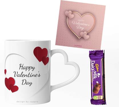 Suppro Valentine Gift For Girlfriend Boyfriend Husband Wife Girls Boys Special Gift Combo White Heart Coffee Mug With Card And Chocolates 5x1 1179 Ceramic Gift Box Price In India Buy