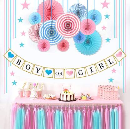 Amfin Pink Blue Baby Shower Props For Decoration Baby Shower Banner Combo Baby Shower Decoration Items Set Decoration Decoration For Baby Welcome Price In India Buy Amfin Pink Blue Baby Shower