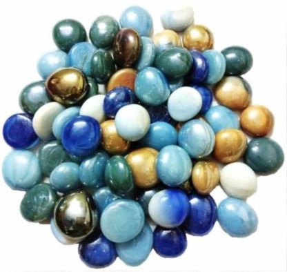 OCEAN BLUE GLASS STONES Decorative Vase Flower Plant Pot Filler Rocks Beads 500g 