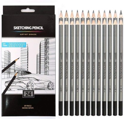 12Pcs Professional Drawing Artist Pencils set Drawing Pencils 14B 12B 10B 8B 6B 4B 2B B HB H 2H 4H  for Kids and Adults Sketch Pencil Set 