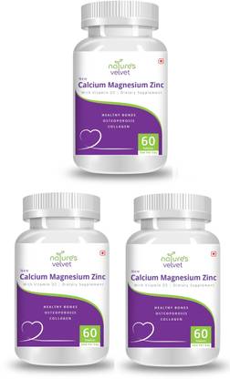natures velvet lifecare calcium magnesium zinc with vitamin d3 60 tablets pack of 3