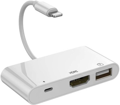 iPhone iPad and iPod USB & HDMI Video 2 in 1 Adapter White 