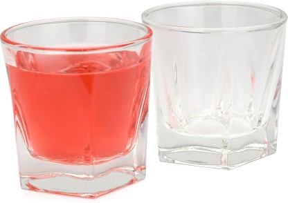Whiskey Beer and Cocktails Large Rocks Clear Multi Colored Base Drinking Glass for Water Juice Set of 6 16 Ounce 