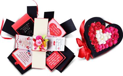 Swapnil Arts Handmade Explosion Box For Love Engagement Friendship Valentines Day Gift For Friend Girlfriend Boyfriend Wife Husband Heart Shape Theme Color Black Red Greeting Card Price In India Buy Swapnil Arts Handmade Explosion Box For