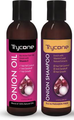 Trycone Onion Hair Growth Oil and Onion Shampoo, Combo Pack of 2 – 400 Ml  Price in India - Buy Trycone Onion Hair Growth Oil and Onion Shampoo, Combo  Pack of 2 –