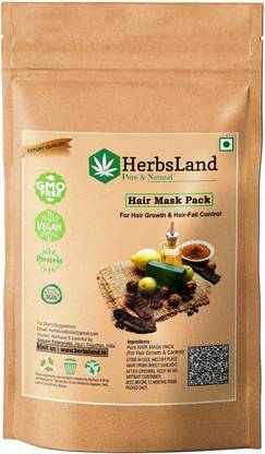 HerbsLand 100 % Pure Bio Organic Hair Mask/Pack Powder for Hair Care | Hair Nourishment and Hairfall Control | Scalp with Anti-Dandruff Treatment | Double Filtered for Shiny Hair - Price in HerbsLand 100 % Pure Bio Organic Hair Mask/Pack Powder for Hair Care | Hair Nourishment and Hairfall Control | Scalp with Anti-Dandruff Treatment | Double Filtered for Shiny Hair - Price in