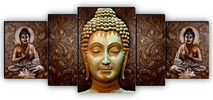 saf Digital Reprint 18 inch x 42 inch Painting  (Without Frame, Pack of 5)