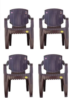 National Plastic Luxury Chair For Home And Office Pack Of 4 Brown Outdoor In India Plastic Outdoor Chair In India, Luxury Outdoor Furniture India