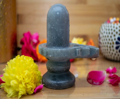 for Pooja KSJONE Elegant Black Marble Powder shivalingam shivling shivlinga Pindi Black Marble with Sheshnag Shiva Idol and Gift for Others Showpiece 14 cm