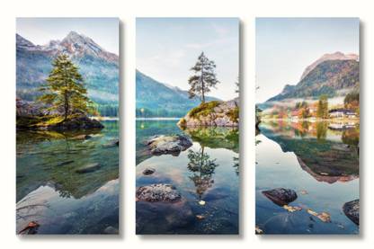 Dwellsindia Lake Scenery Split Painting For Living Room Drawing Room Hall Hotels Office Restaurant Sunboard 24x16 Inch Ink 16 Inch X 8 Inch Painting Price In India Buy Dwellsindia Lake Scenery