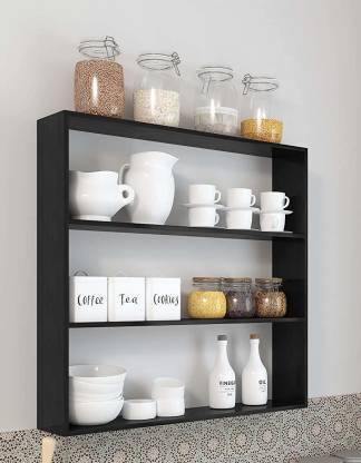 Furnifry Wooden Kitchen Wall Shelf For Storage Boxes Racks Organizer Mounted - Wooden Shelf For Kitchen Wall