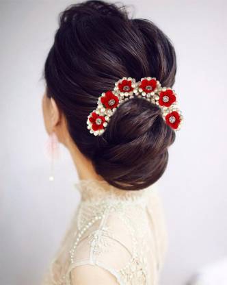 VAGHBHATT 6 Red Flower Party Bridal Fancy Hair Clip Hair Accessories Tiara  Accessories for Women Pins Artificial White Stone Flowers Accessories Bun  Price in India - Buy VAGHBHATT 6 Red Flower Party