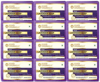 khadi ORGANIQUE Handmade Soap Pure Lavender Pack Of 12  (12 x 125 g)