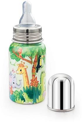klassi kitchen Stainless Steel Baby Feeding Bottle Colorful Cartoon Graphics Steel Feeding Bottle for Milk and Baby Drinks Zero Percent Plastic No Leakage with Internal ML Marking (200 ml) - 200 - klassi kitchen Stainless Steel Baby Feeding Bottle Colorful Cartoon Graphics Steel Feeding Bottle for Milk and Baby Drinks Zero Percent Plastic No Leakage with Internal ML Marking (200 ml) - 200 -