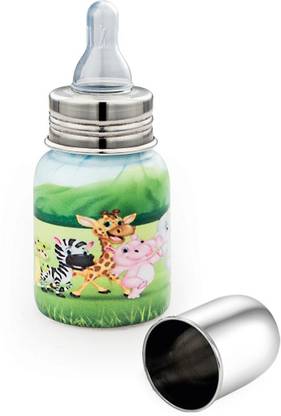 klassi kitchen Stainless Steel Baby Feeding Bottle Colorful Cartoon Graphics Steel Feeding Bottle for Milk and Baby Drinks Zero Percent Plastic No Leakage with Internal ML Marking (150 ml) - 150 - klassi kitchen Stainless Steel Baby Feeding Bottle Colorful Cartoon Graphics Steel Feeding Bottle for Milk and Baby Drinks Zero Percent Plastic No Leakage with Internal ML Marking (150 ml) - 150 -