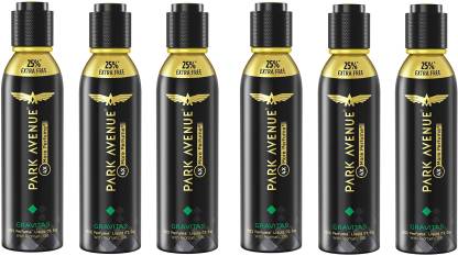 PARK AVENUE Gravitas 4X More Perfume Spray 120ML Each (Pack of 6) Deodorant Spray  -  For Men & Women