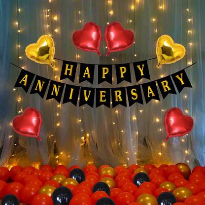 Flipkart Com Tanaya Enterprises Solid Happy Anniversary Decoration Items With Led Light Banner Balloons 1st 5th 25th Party Room Decoration Combo Set Couple Wedding Marriage Celebration Letter Balloon Letter Balloon