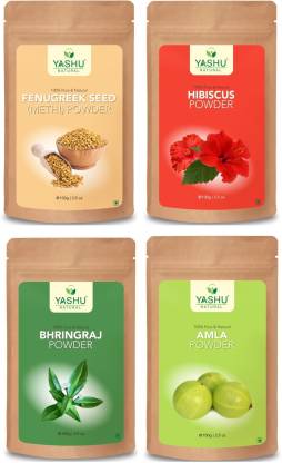 Yashu Pure and Organic Hibiscus, Bhringraj, Fenugreek Seed and Amla Anti  Dandruff Powder for Hair Mask - Combo - Price in India, Buy Yashu Pure and  Organic Hibiscus, Bhringraj, Fenugreek Seed and