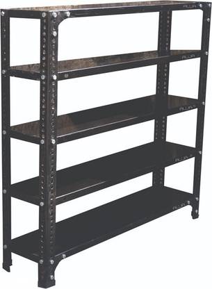 ALIJA Slotted Angle slim Shoe Rack with 5 Shelves unit (22 Gauge shelf 16 gauge angle) (Black) Luggage Rack