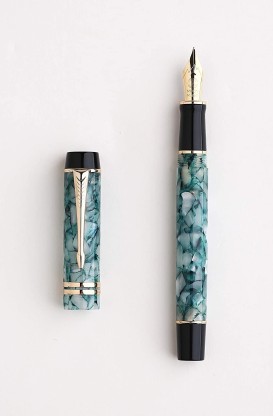 New Moonman M600S Marble Blue Acrylic Celluloid Fountain Pen Iridium Fine Nib Golden Trim Fashion Writing Gift Pen 