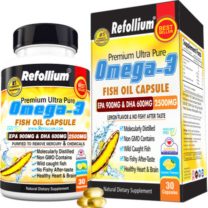Refollium Omega-3 Fish Oil 2500mg Price in India - Buy Refollium Omega-3  Fish Oil 2500mg online at Flipkart.com
