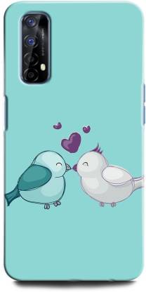 ORBIQE Back Cover for Realme 7 LOVE BIRDS, CUTE, LOVE, FUNNY, HEART, BIRD  KISS - ORBIQE : 