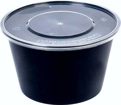 Tausif Creation Disposable Take Away Round Black Food Container Cups Storage Box With Lid Pack Of 50 Pc 1000 Ml Polypropylene Grocery Container Price In India Buy Tausif