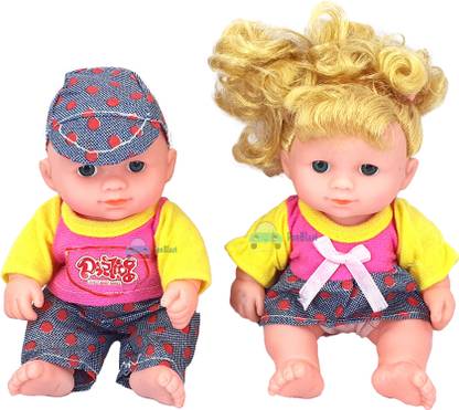Funblast Baby Boy And Girl Doll Set For Kids Baby Toys Realistic Silicone Baby Dolls For Kids Girls Height 18 Cm Multicolor Pack Of 2 Baby Boy And Girl Doll