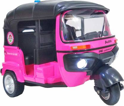 lekkage Bot Voorzieningen VBE Light And Sound Auto Rickshaw Toy for Kids Pull back Car Toy Push And  Go Friction Powered Vehicles For Boys And Girls (Multicolor) - Light And  Sound Auto Rickshaw Toy for
