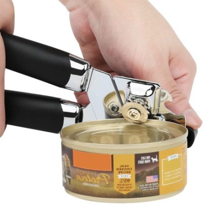 Can Opener Stainless Steel Manual Can Opener with Smooth Edge Jar/Bottle Opener 