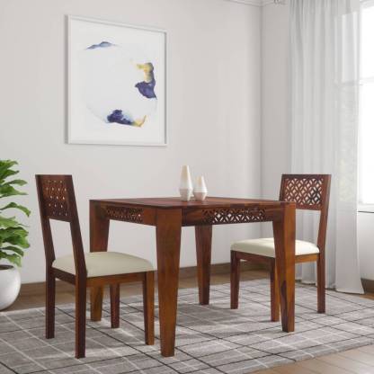 Maa Karni Craft Solid Wood 2 Seater, Small Cream Dining Table Set