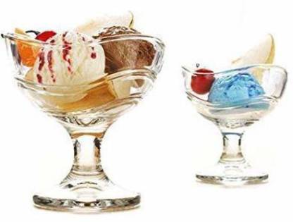 cinshu international Curve Wave Shape Ice Cream Bowl set of 2 , 170 ml Borosilicate Glass Dessert Bowl