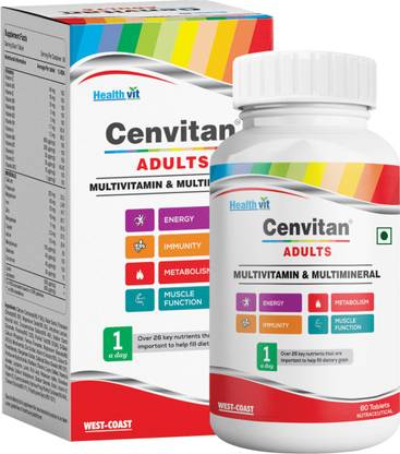 Healthvit Cenvitan Adults Multivitamin Multimineral For Energy And Immunity 60 Tablets Price In India Buy Healthvit Cenvitan Adults Multivitamin Multimineral For Energy And Immunity 60 Tablets Online At Flipkart Com