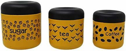 yellow tea coffee sugar canisters next