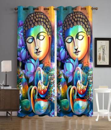 BLENZZA DECO 274 cm (9 ft) Polyester Semi Transparent Long Door Curtain (Pack Of 2)