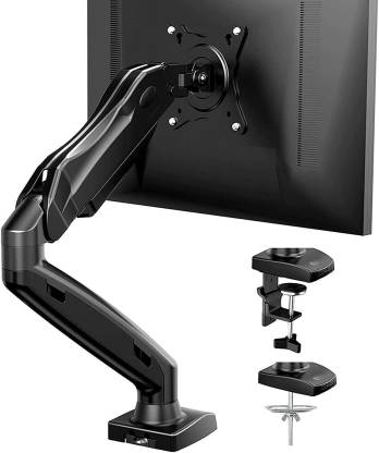 Audiovan Single Monitor Mount Articulating Gas Spring Arm Adjustable Vesa Desk Stand With Clamp - Vesa Wall Mount For 27 Inch Monitor
