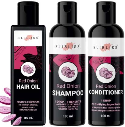 ELIBLISS Anti Hair Fall Spa Range with Red Onion Hair Oil + Red Onion  Shampoo + Red Onion Conditioner for Hair Fall Control, Ultimate Hair Care  Combo Kit (100ml+100ml+100ml) Price in India -