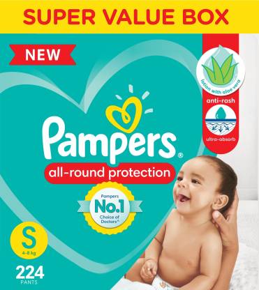 [Add to Cart] Pampers Diaper Pants Super Value Box Pack Lotion with Aloe Vera – S  (224 Pieces)